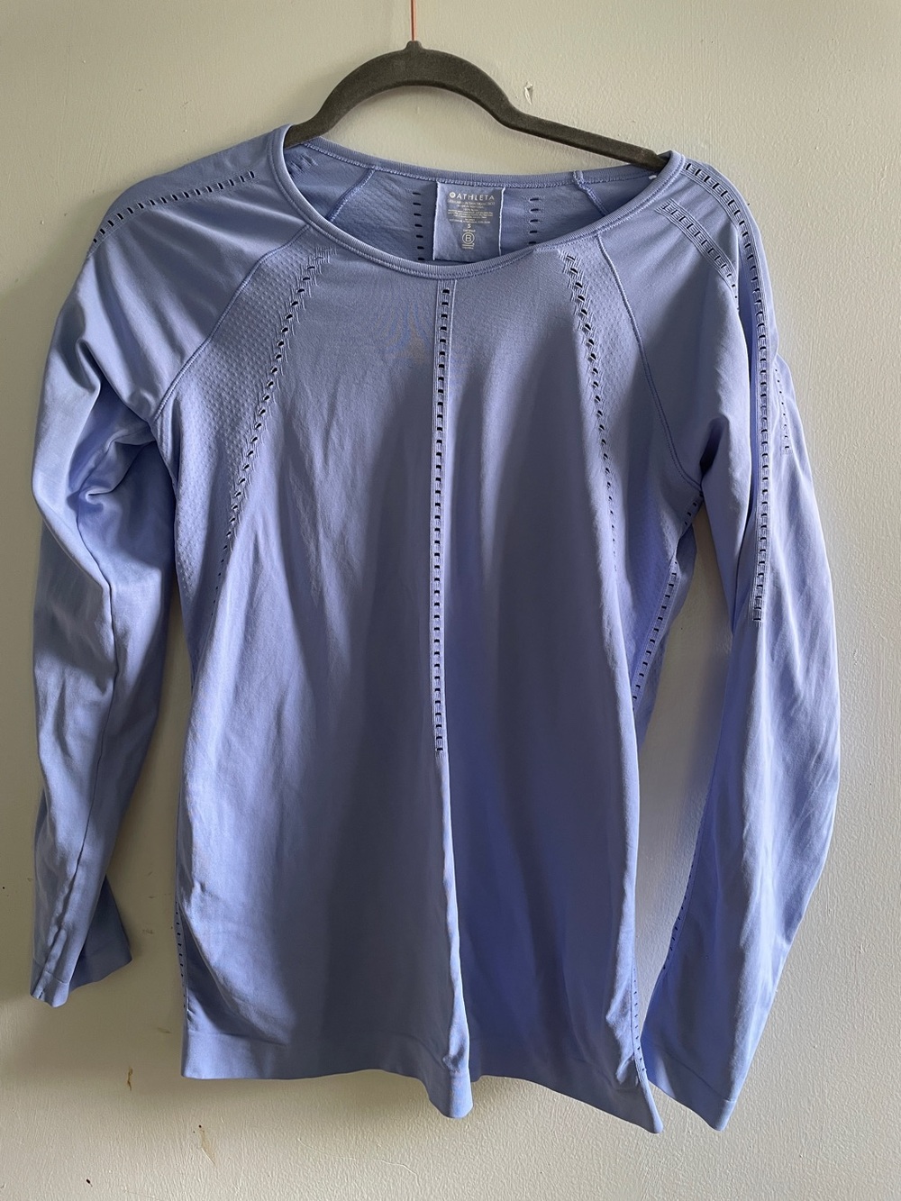 Athleta Lavender Long-Sleeve Eyelet Detail Top
